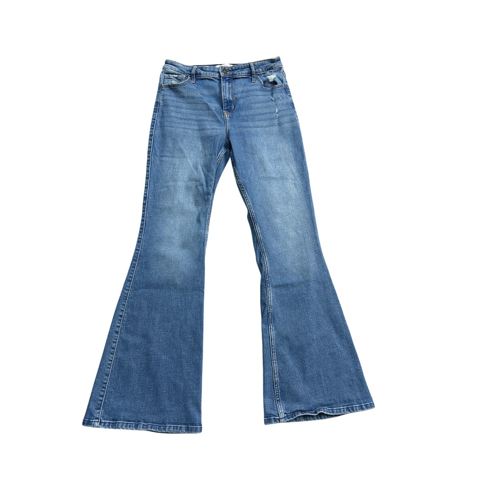 Abercrombie Fitch The Flare Ultra High Rise‎ Jeans Light Wash Distressed Size 8R